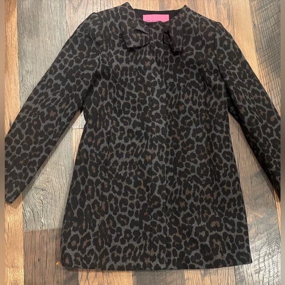 Betsey Johnson Women Collarless Leopard Print Wool Blend Coat -Size Medium - Picture 6 of 14